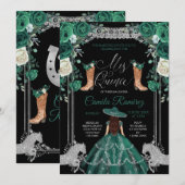 Princess Emerald Green & Silver Girl Sweet 15th Kaart (Voorkant / Achterkant)