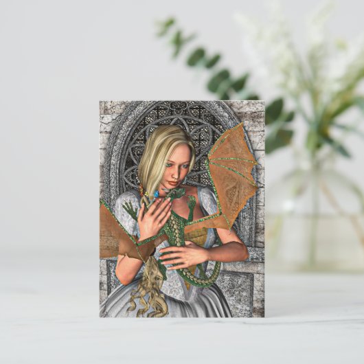 Princess en Dragon Briefkaart (Staand voorkant)