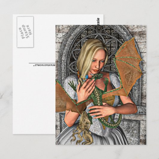 Princess en Dragon Briefkaart (Voorkant / Achterkant)