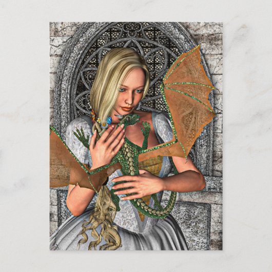 Princess en Dragon Briefkaart (Voorkant)