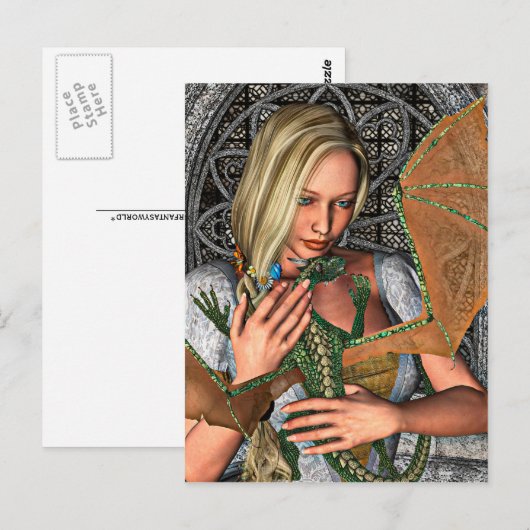 Princess en Dragon Briefkaart (Voorkant / Achterkant)