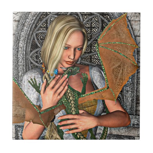 Princess en Dragon Tegeltje (Voorkant)