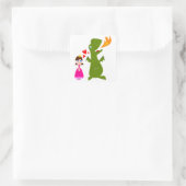 Princess en Dragon Vierkante Sticker (Tas)