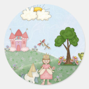 Princess en haar kasteel ronde sticker