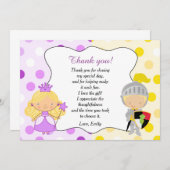 Princess en Knight Dank u wel Bedankkaart (Voorkant / Achterkant)