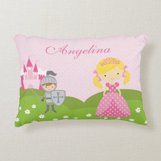 Princess en Knight-kussen, gepersonaliseerd Decoratief Kussen (Voorkant)