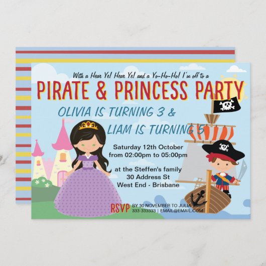 Princess en Pirate Kaart (Voorkant / Achterkant)