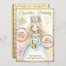 Princess Fairy Birthday Party Invitation Kaart