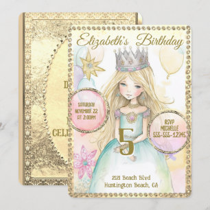 Princess Fairy Birthday Party Invitation Kaart