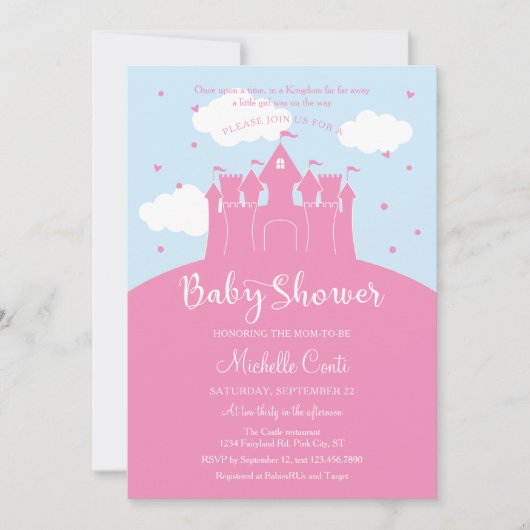 Princess Fairy Tale Castle Baby shower Kaart (Voorkant)