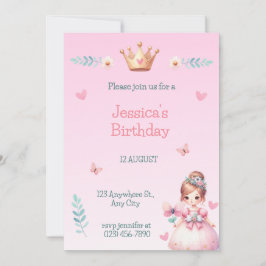 Princess Fairytale Birthday Party Invitation Kaart