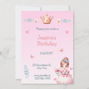 Princess Fairytale Birthday Party Invitation Kaart