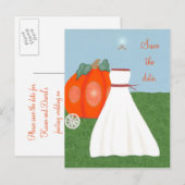 Princess FairyTale Pumpkin Carriage Save the date Aankondigingskaart (Voorkant / Achterkant)