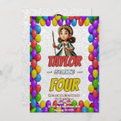 Princess Fairytale Royal  Verjaardagsuitnodiging Kaart (Voorkant / Achterkant)