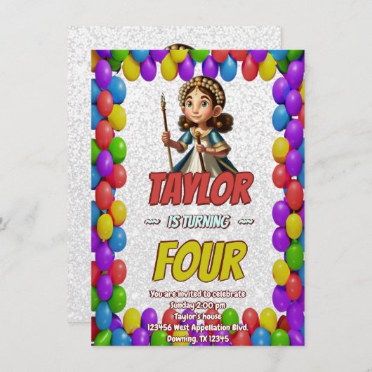 Princess Fairytale Royal Verjaardagsuitnodiging Kaart (Voorkant / Achterkant)