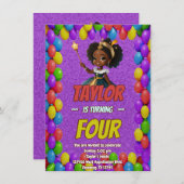 Princess Fairytale Royal  Verjaardagsuitnodiging Kaart (Voorkant / Achterkant)