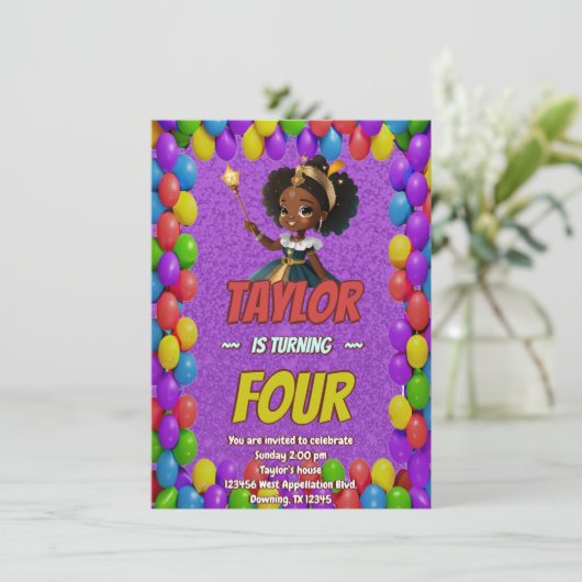 Princess Fairytale Royal  Verjaardagsuitnodiging Kaart (Staand voorkant)