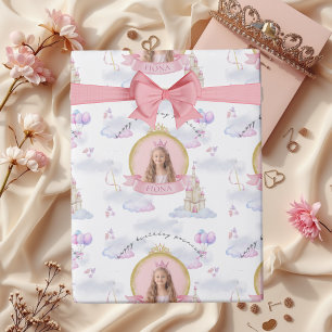 Princess Fairytale Schattige Pink Girl's foto Verj Cadeaupapier
