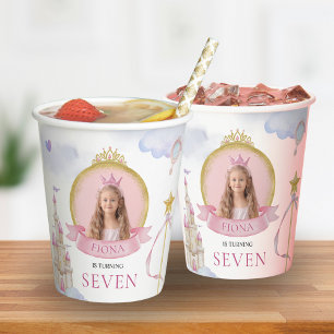 Princess Fairytale Schattige Pink Girl's foto Verj Papieren Bekers