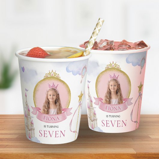 Princess Fairytale Schattige Pink Girl's foto Verj Papieren Bekers