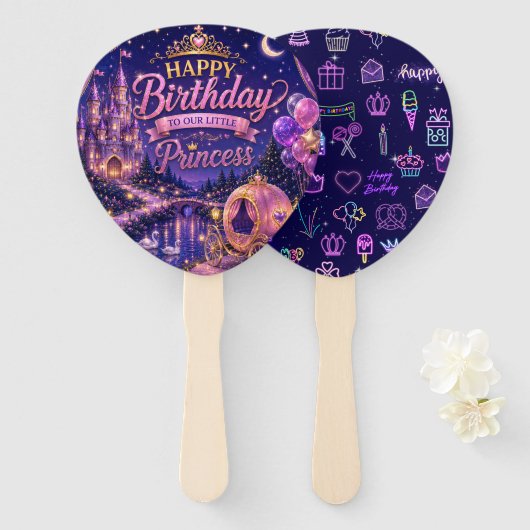 Princess Feestelijke Verjaardagsconfetti Handwaaier (Voorkant en achterkant)