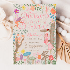 Princess feiry paddenstoelen bloemen 1 e verjaarda kaart