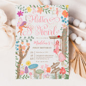 Princess feiry paddenstoelen bloemen 1 e verjaarda kaart