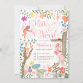 Princess feiry paddenstoelen bloemen 1 e verjaarda kaart (Voorkant)