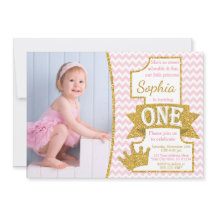Princess First Birthday Invitation | Roze en goud