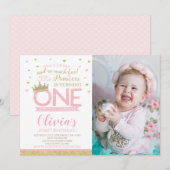 Princess First Birthday Kaart (Voorkant / Achterkant)