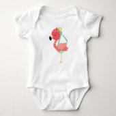 Princess Flamingo, Crown, Flowers, Cute Flamingo Romper (Voorkant)