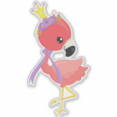 Princess Flamingo, Cute Flamingo, Flowers, Crown Sticker (Voorkant)
