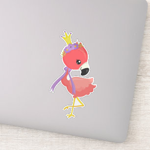 Princess Flamingo, Cute Flamingo, Flowers, Crown Sticker