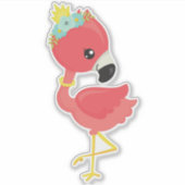 Princess Flamingo, Flowers, Crown, Cute Flamingo Sticker (Voorkant)