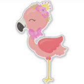 Princess Flamingo, Flowers, Cute Flamingo, Crown Sticker (Voorkant)
