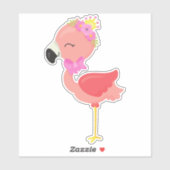 Princess Flamingo, Flowers, Cute Flamingo, Crown Sticker (Vel)