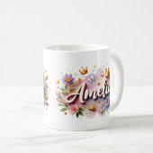 Princess Floral Custom Mug – Personalized Name Koffiemok (Voorkant rechts)