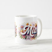 Princess Floral Custom Mug – Personalized Name Mia Koffiemok (Voorkant rechts)