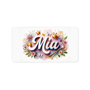 Princess Floral Naam Etiketten – Gepersonaliseerde