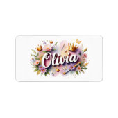 Princess Floral Name Labels – Personalized Sticker (Voorkant)