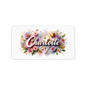 Princess Floral Name Labels – Personalized Sticker (Voorkant)