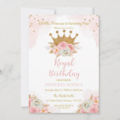 Princess Floral Pink & Gold Birthday Kaart (Voorkant)