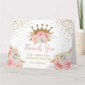 Princess Floral Pink & Gold  Thank you card Bedankkaart (Voorkant)