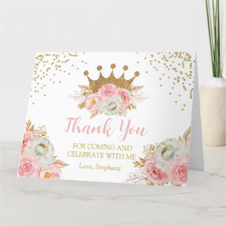 Princess Floral Pink & Gold  Thank you card Bedankkaart