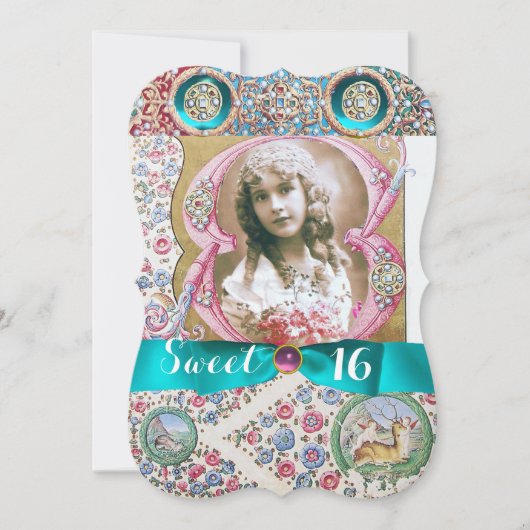 PRINCESS FLORAL SWEET 16 BIRTHDAY PARTIJ MET PAREL KAART (Voorkant)
