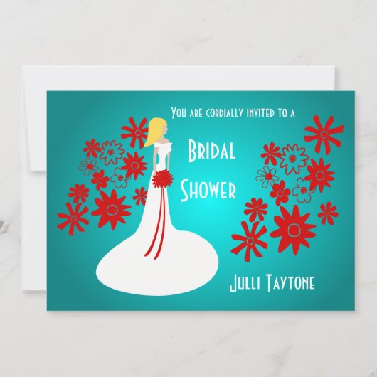 Princess & Flowers Bridal Shower Invitation 3 Kaart (Voorkant)