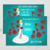 Princess & Flowers Bridal Shower Invitation 3 Kaart (Voorkant / Achterkant)