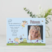 Princess for the Day Photo Birthday Party Invite Kaart (Staand voorkant)