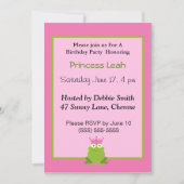 Princess Frog Birthday Invitation. Kaart (Voorkant)