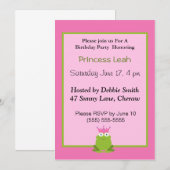 Princess Frog Birthday Invitation. Kaart (Voorkant / Achterkant)